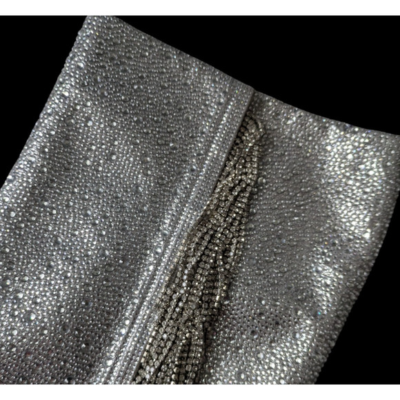 Steve Madden Sanya Silver Rhinestone Fringe Knee High Boot New Size 8 Sparkle - Picture 9 of 12
